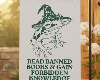 Flaga ogrodowa "Czytaj zakazane książki", flaga ogrodowa "Mała biblioteka", flaga ogrodowa do czytania, flaga na podwórko dla miłośników książek, flaga progresywna, flaga liberalna, flaga demokratów
