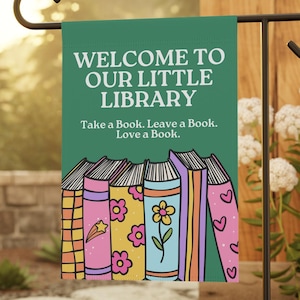 Little Library Garden Flag, Library Garden Flag, Book Flags, Reading Garden Flag, Bookish Yard Flag, Progressive Flag, Library Sign