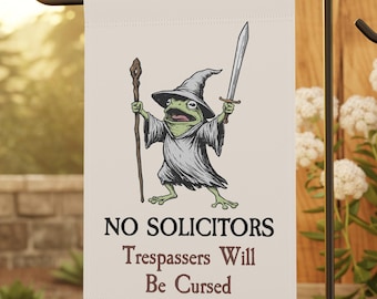 No Soliciting Garden Flag, Go Away Garden Flag, Funny Yard Flag, Frog Garden Flag, Gift For Introvert, No Solicitors Sign, Welcome Sign
