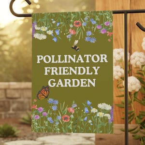 Pollinator Garden Flag, Summer Garden Flag, Save the Bees Garden Flag, Spring Garden Flag, Gifts for Gardeners,Porch Flag,Introvert Gift