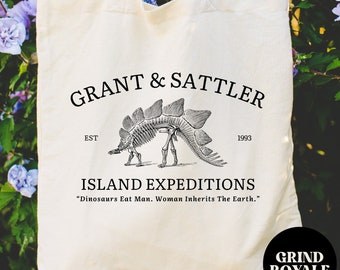 Borsa Grant & Sattler Expeditions, borsa per libri, regali per nerd, regalo per amanti del cinema, film degli anni '90, regalo sui dinosauri