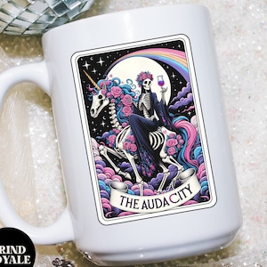 Audacity Tarot Card Mug, Occult skeleton tarot card Coffee mug, The audacity Tarot mug, witchy mug, witchy tarot card mug, the audacity mug
