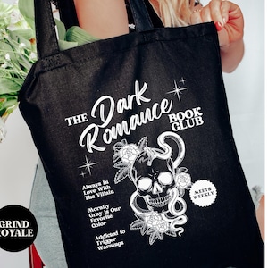 Mörk romantik tygväska, boklig tygväska, bokälskare tygväska, skoltygväska, bokmal, bibliotekstygväska, presenter till läsare, romantik, bokberoende