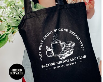 Second Breakfast Club Tote, Book Bag, Gifts for Nerds, Second Breakfast, Gifts for Readers, Foodie Gift, Sandwich Gift, Literature Tote