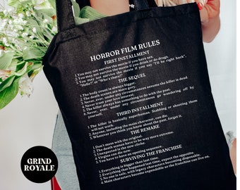 Borsa tote film horror, borsa tote gotica, borsa per libri, regali per nerd, regali di film, regali da strega, film horror, amanti dell'horror, borsa tote di Halloween, regalo horror