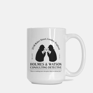 Sherlock Holmes-mok, boekenmok, literatuurcadeau, cadeau voor boekenliefhebber, Benedict Cumberbatch, John Watson, Mystery, 221B Baker Street afbeelding 3