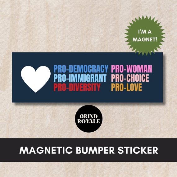 Pro Democracy Liberal Car Magnet Bumper Sticker,Progressive Liberal,Political Bumper Sticker,FDT Sticker,Leftist Sticker, Anti MAGA