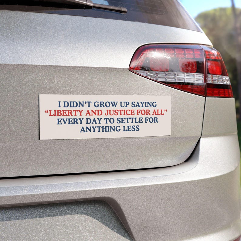 Liberty & Justice for All Bumper Magnet, Pro Democracy,Cool Bumper Sticker, Funny Bumper Sticker,Political Bumper Sticker,FDT Sticker image 4