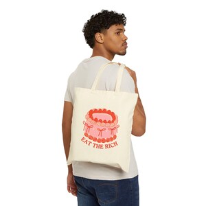 Eat The Rich Tote Bag, Bookish Tote Bag, School Tote Bag, Library Tote, Gifts for Readers, Anti Capitalist, Anti MAGA, Cute Tote Bag image 3
