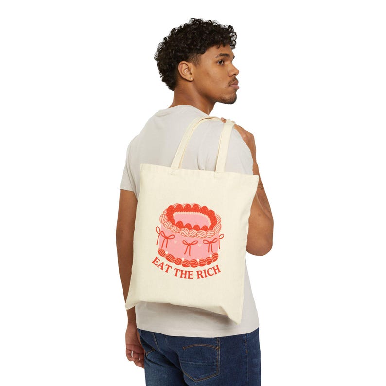 Eat The Rich Tote Bag, Bookish Tote Bag, School Tote Bag, Library Tote, Gifts for Readers, Anti Capitalist, Anti MAGA, Cute Tote Bag image 3