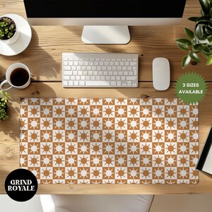 Boho Sun Checkered Desk Mat, Cute Pink Desk Mat, Gamer Desk Mat, Gaming Desk Mat, Large Desk Mat, Desk Accessories, Cute Desk Accessories