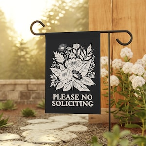 No Soliciting Garden Flag, Go Away Garden Flag, Funny Yard Flag, Floral Garden Flag, Gift For Gardeners, No Solicitors Sign, Yard Sign