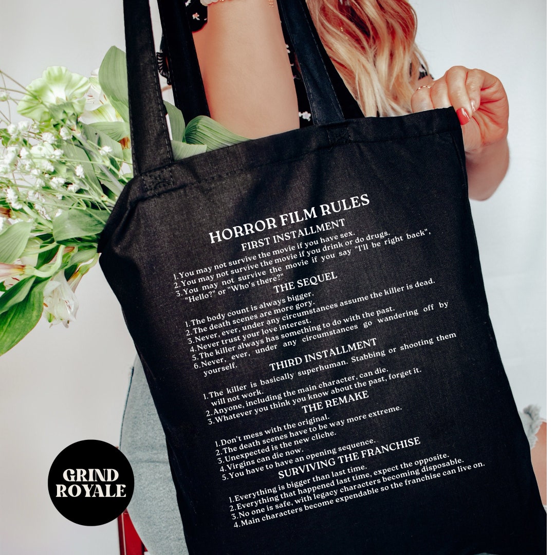 Horror Movies Tote, Gothic Tote, Book Bag, Gifts for Nerds, Movie