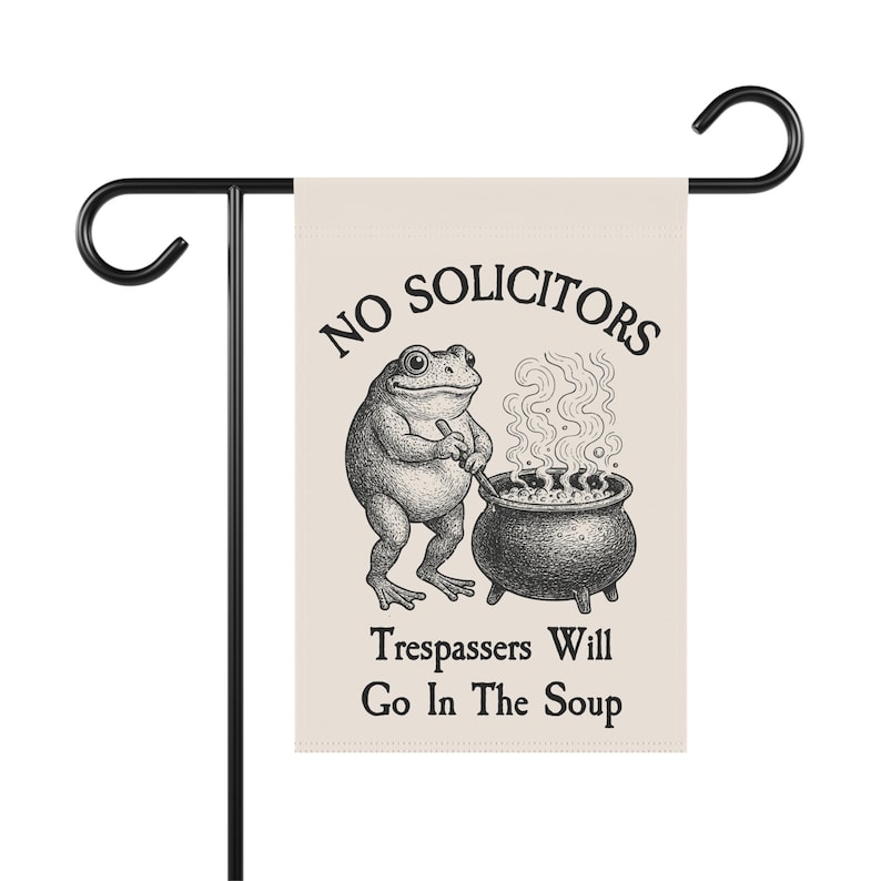 No Soliciting Garden Flag, Go Away Garden Flag, Funny Yard Flag, Frog ...
