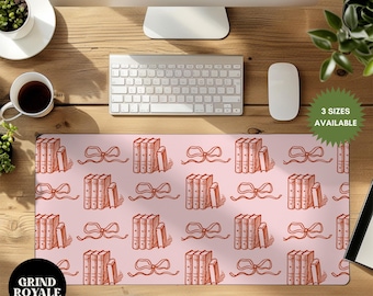Pink Vintage Books Retro Desk Mat , computer retro style large mouse pad ,aesthetic desk accessories, office gifts for her cute, Gamer Mat