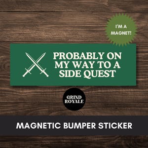 Funny Geek Side Quest Bumper Car Magnet, Funny Bumper Sticker,Cool Bumper Sticker,Unhinged Stickers, Weirdcore, Gamer Gift