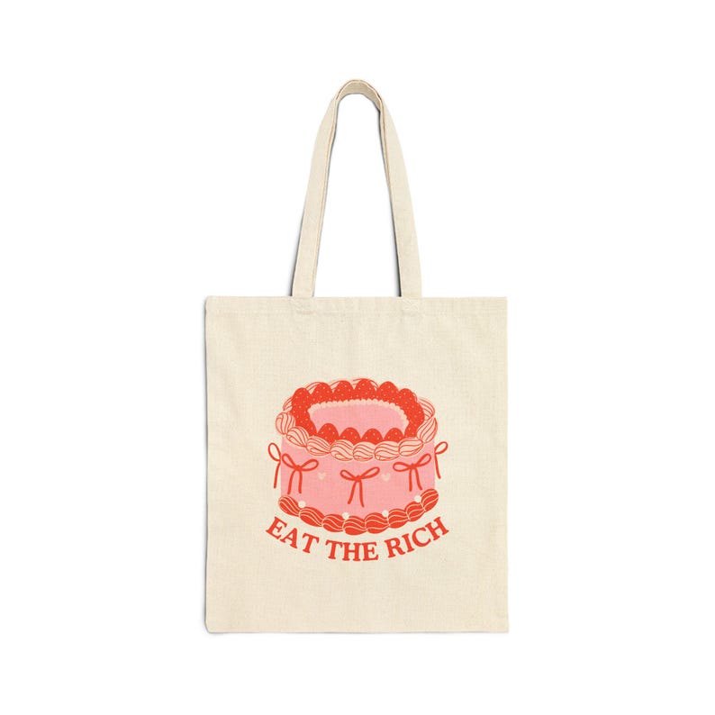 Eat The Rich Tote Bag, Bookish Tote Bag, School Tote Bag, Library Tote, Gifts for Readers, Anti Capitalist, Anti MAGA, Cute Tote Bag image 2