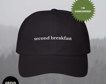 Second Breakfast Embroidered Hat, Dad Hat, Book Lover Gift, Reader Apparel, Gifts for Geeks, Movie Lover, Movie Hat, Bookish Hat, Nerd Hat