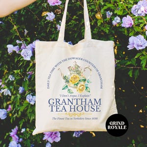 Downton Abbey Tote Bag, Downton Abbey Gift, Downton Abbey, Violet Crawley, Book Bag, Gifts for Women, Spill The Tea,Tea Tote Bag