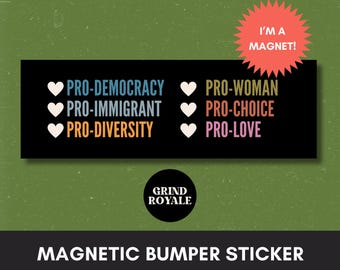 Vriendelijkheid sociale rechtvaardigheid automagneet bumpersticker, progressieve liberale, politieke bumpersticker, FDT-sticker, sticker links