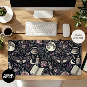 Dark Academia Witchy Moth Large Desk Mat, Purple Desk Mat, Gamer Desk Mat, Desk Accessories, Goth Desk Mat, Desk Office Decorations