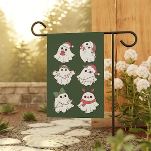 Christmas Ghosts Garden Flag, Outdoor Holiday Decor, Christmas Flag, Holiday Decor, Christmas Home Decor, Creepy Christmas, Goth Garden