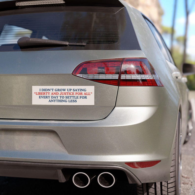 Liberty & Justice for All Bumper Magnet, Pro Democracy,Cool Bumper Sticker, Funny Bumper Sticker,Political Bumper Sticker,FDT Sticker image 3