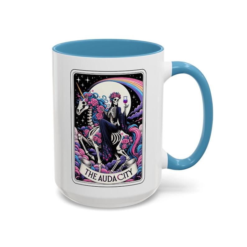 Audacity Tarot Card Mug, Occult skeleton tarot card Coffee mug, The audacity Tarot mug, witchy mug, witchy tarot card mug, the audacity mug image 7