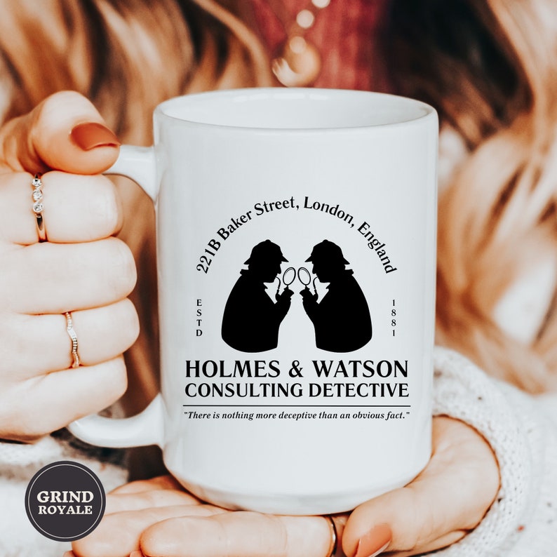 Sherlock Holmes-mok, boekenmok, literatuurcadeau, cadeau voor boekenliefhebber, Benedict Cumberbatch, John Watson, Mystery, 221B Baker Street afbeelding 1