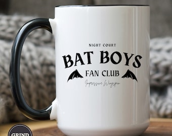 Taza del club de fans de Bat Boys, Rhysand, Feyre, lectora de romance, ACOTAR, amante de los libros, The Night Court, Velaris, ACOSF, Cassian, Azriel