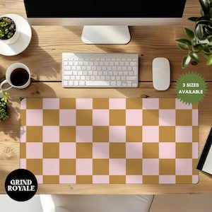 Checkered aesthetic desk pad , computer retro style large mouse pad ,aesthetic desk accessories, office gifts for her cute, Gamer Mat