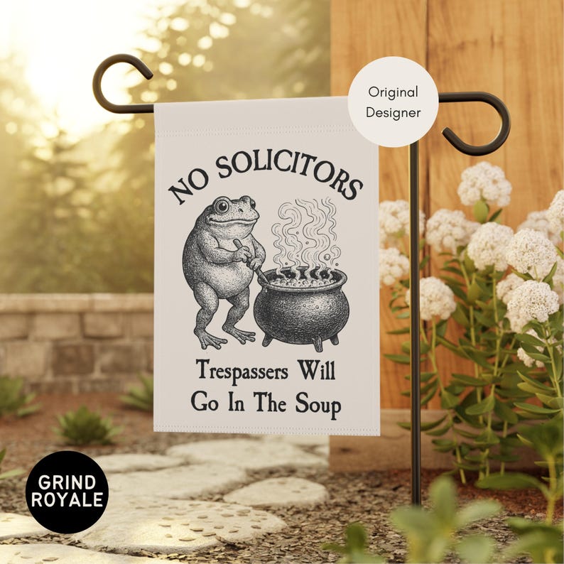 No Soliciting Garden Flag, Go Away Garden Flag, Funny Yard Flag, Frog ...