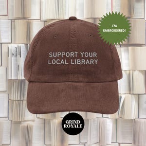 Chapeau livresques vintage en velours côtelé brodé pour bibliothèques, chapeau pour amoureux des livres, chapeau tendance, cadeau pour les raeders, chapeau anti-atout, chapeau gauchiste