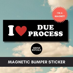I Love Due Process Liberal Bumper Magnet, Social Justice Bumper Sticker, Funny Bumper Sticker,Political Bumper Sticker, Anti Trump Sticker