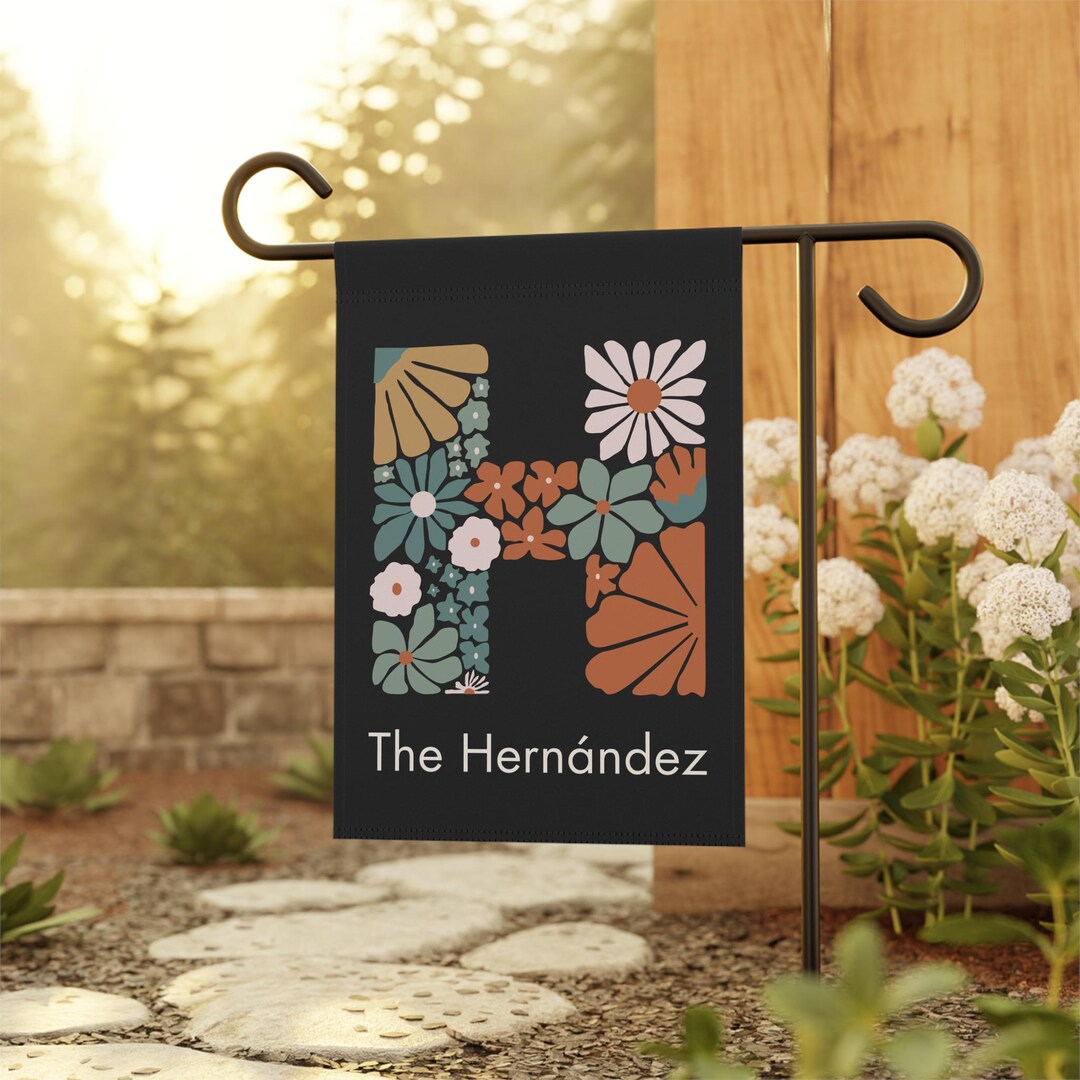 Personalized Monogram Family Name Boho Garden Flag, Custom Garden Flag ...