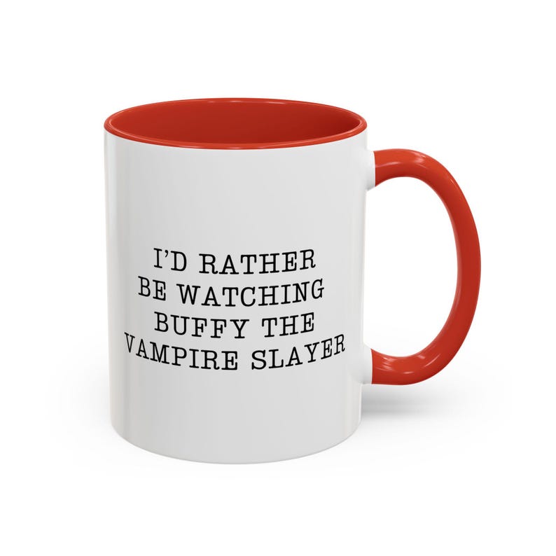 Taza de vampiro "Prefiero estar viendo Buffy", regalo para fans de Buffy, taza de café de vampiro, taza de Halloween, vajilla gótica, regalo para amantes de los vampiros, taza de película. imagen 4