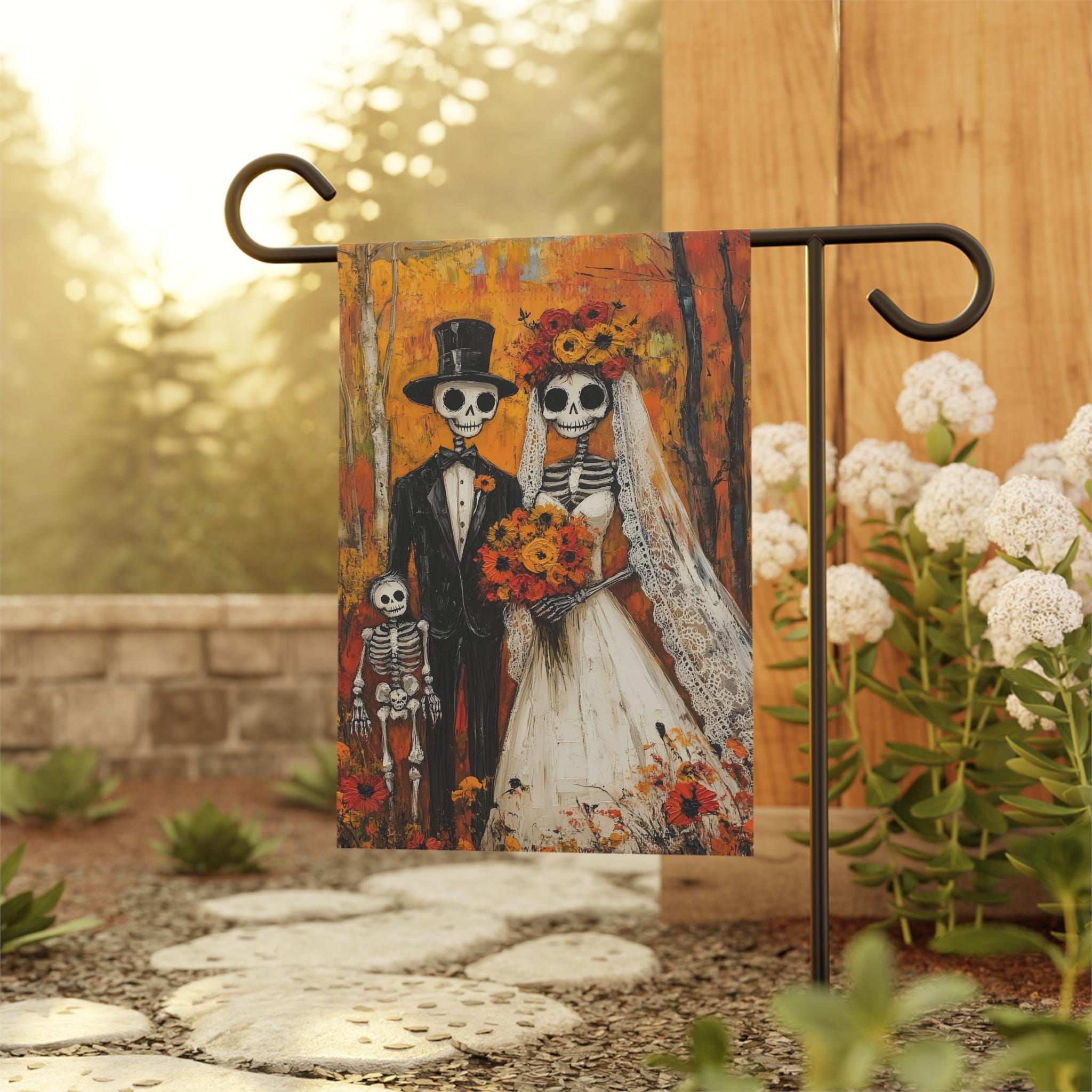 Bandera Decorativa Día De Muertos - Tela Poliéster, Diseño Tradicional Con Calaveras, Ideal Para Halloween O Altar