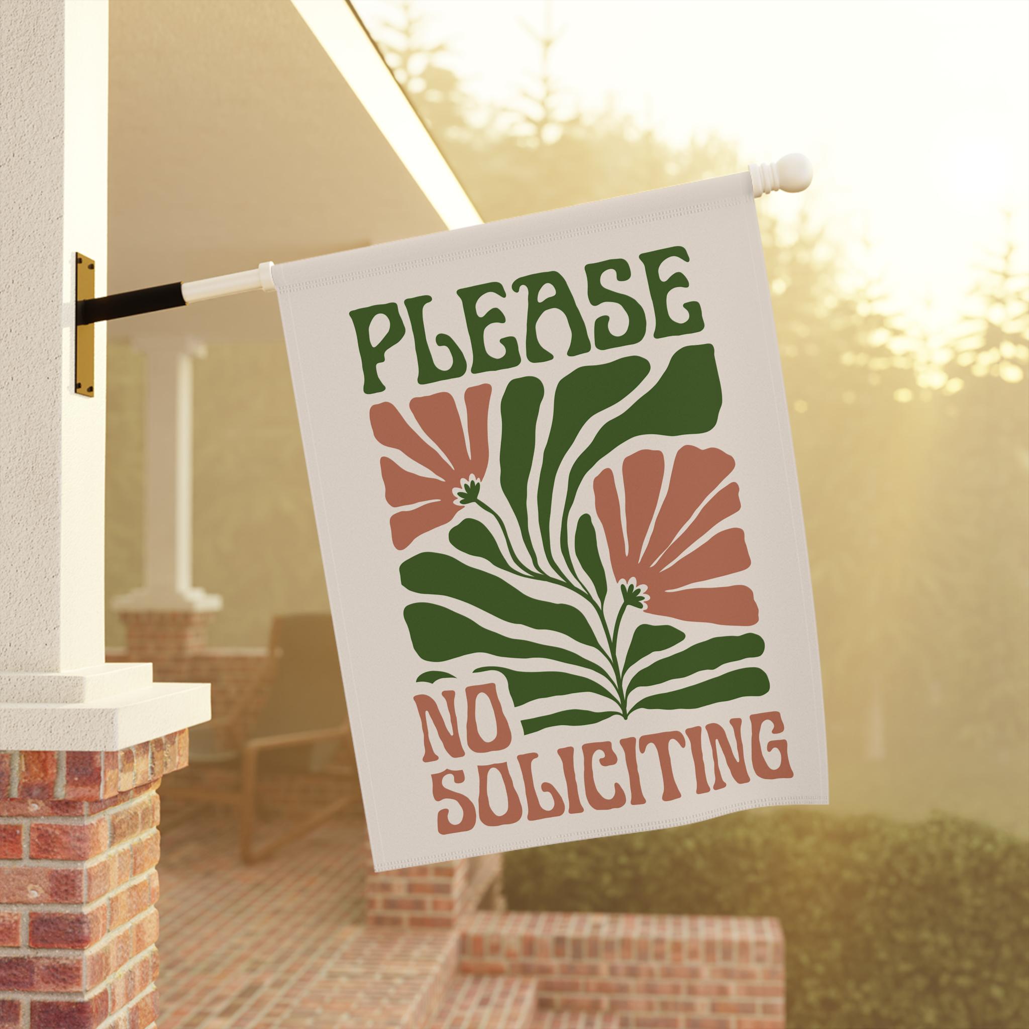 No Soliciting Garden Flag, Go Away Garden Flag, Funny Yard Flag, Floral ...