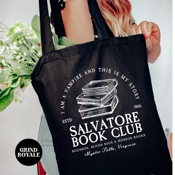 Salvatore Book Club Vampire Bookish Spooky Tote, Book Bag, Gifts for Nerds, Movie Lover Gift, Horror Lover Tote Bag