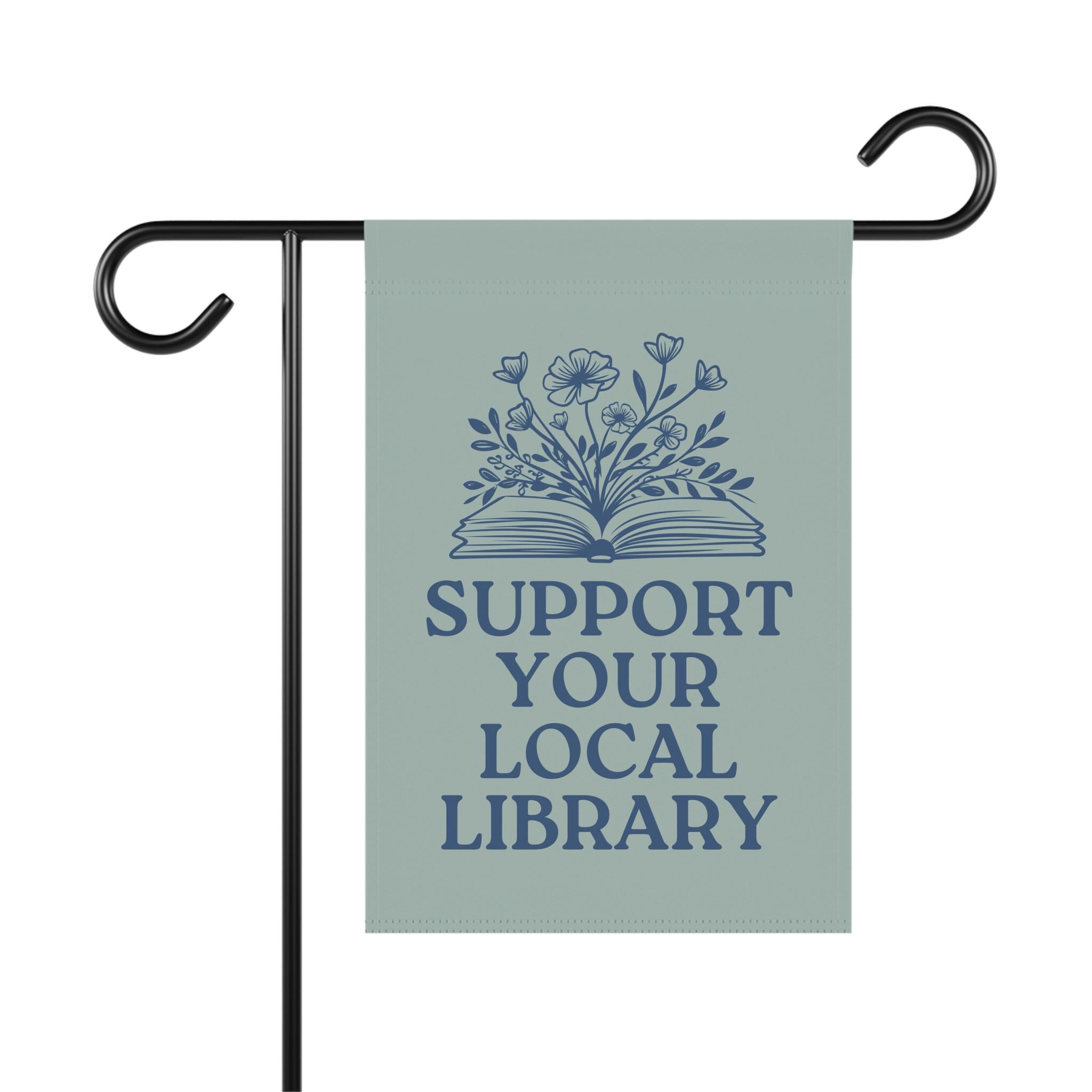 Library Flag Sign Support Library Garden Flag, Little Library Garden Flag, Retro Book ...