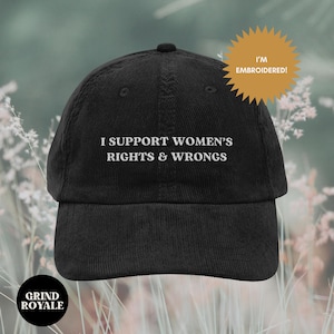 Vintage Embroidered Corduroy Liberal Progressive Feminist Hat, Statement Hat, Gift for Feminists, Anti MAGA Hat, Leftist Hat,Funny Mom Hat