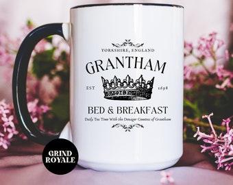 Grantham Bed & Breakfast Mug, Spill the Tea, Downton Abbey TV Show, Downton Abbey Gift, Downton Abbey Violet, Downton Abbey Mug