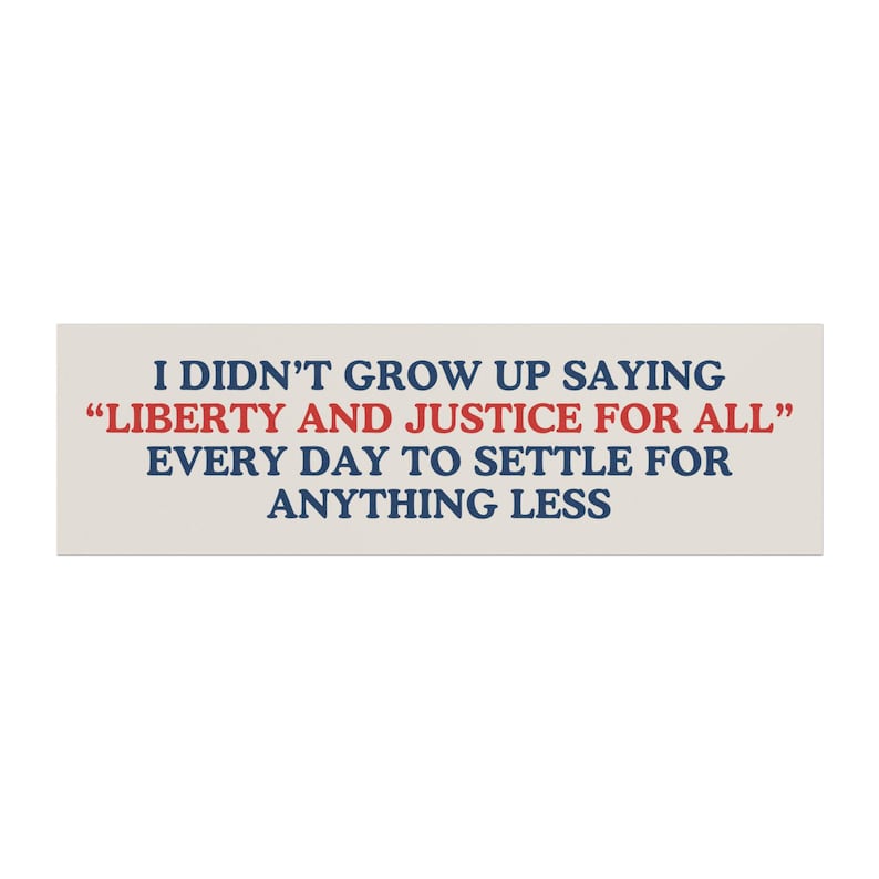 Liberty & Justice for All Bumper Magnet, Pro Democracy,Cool Bumper Sticker, Funny Bumper Sticker,Political Bumper Sticker,FDT Sticker image 2