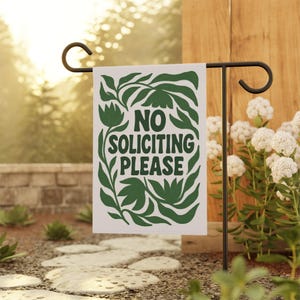 No Soliciting Garden Flag, Go Away Garden Flag, Funny Yard Flag, Floral Garden Flag, Gift For Gardeners, No Solicitors Sign, Yard Sign