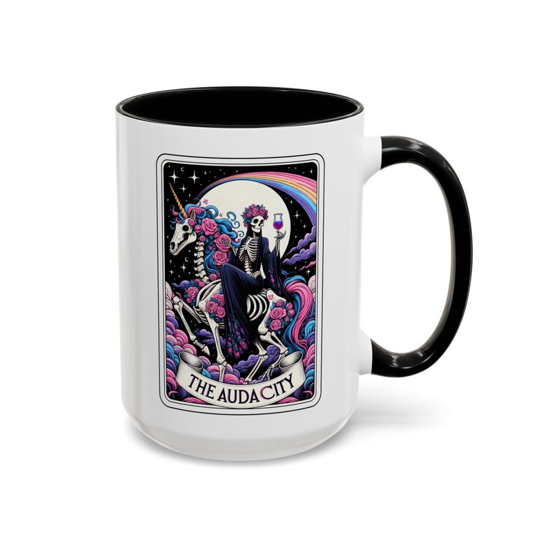 Audacity Tarot Card Mug, Occult skeleton tarot card Coffee mug, The audacity Tarot mug, witchy mug, witchy tarot card mug, the audacity mug image 2