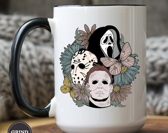 Horror Movie Killers Coffee Mug, Michael Myers, Ghostface, Halloween Coffee Mug, Goth Mug, Horror Movie Gift, Jason Voorhees