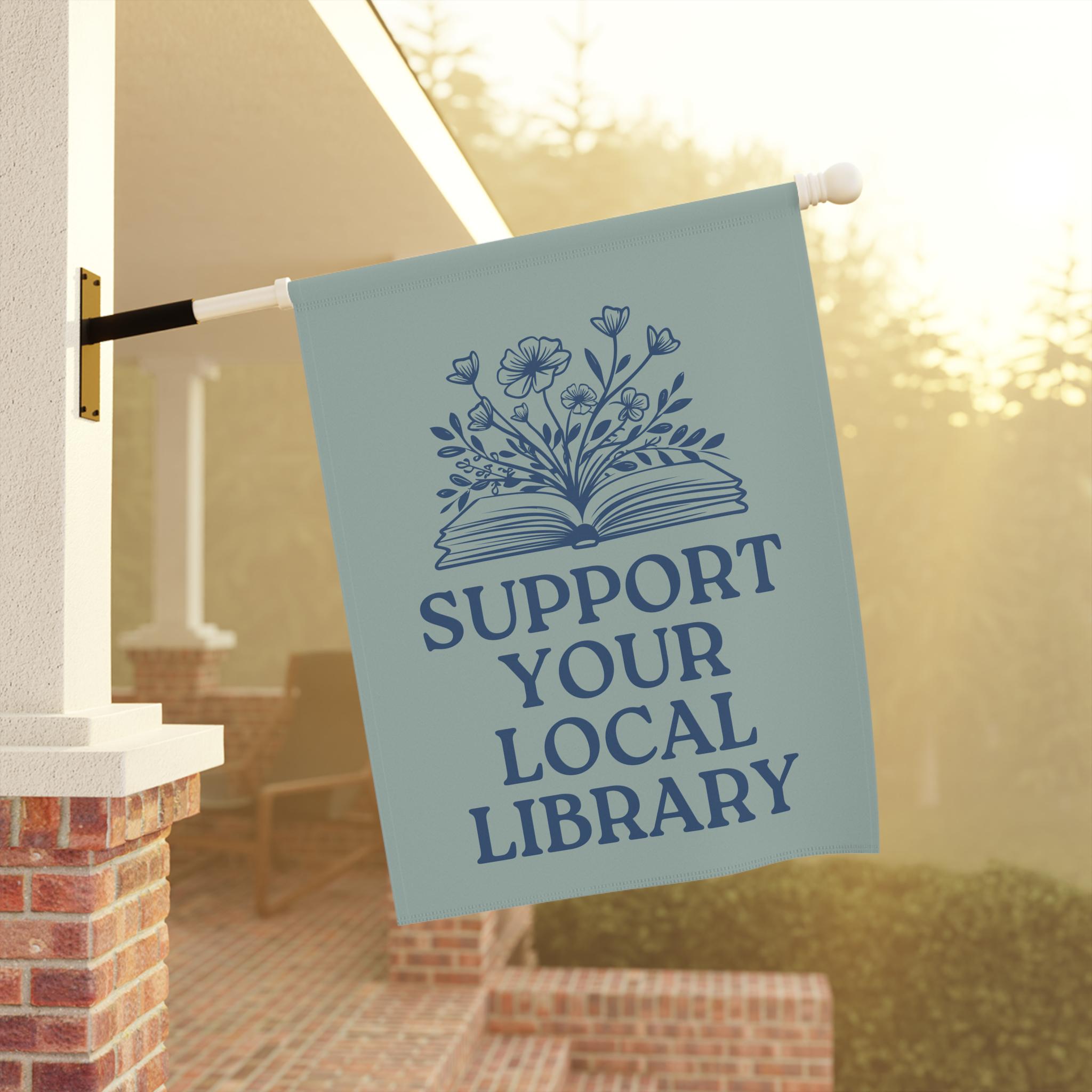 Library Flag Sign Support Library Garden Flag, Little Library Garden Flag, Retro Book ...