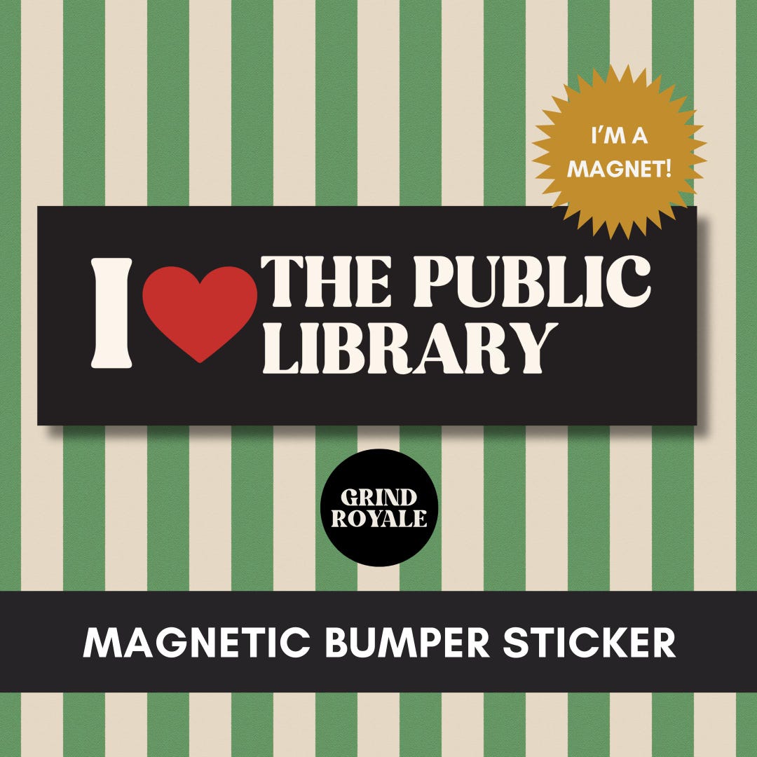 Library Beeping Sticker I Love the Public Library Bumper Sticker Magnet, Support Libraries Book ...
