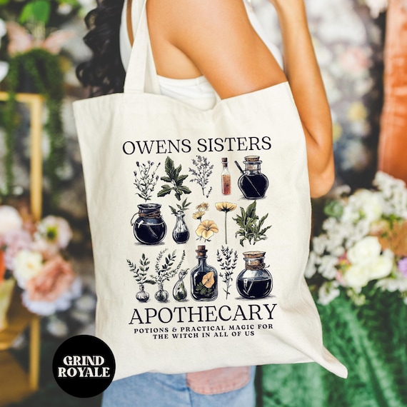 Owens Sisters Tote, Book Bag, Botanical Tote Bag, Movie Gifts, Witchy Gifts, Owens Sisters Gifts, Movie Lover,Midnight Margaritas