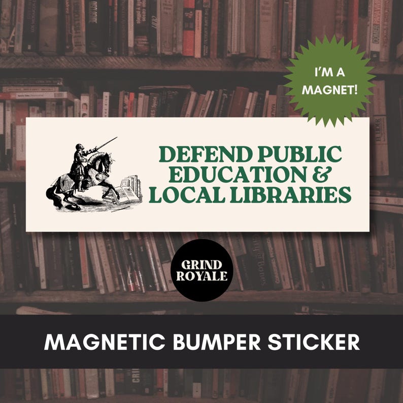 Verdedig openbaar onderwijs en bibliotheken Sociaal activisme Liberale automagneet bumpersticker, politieke bumpersticker, FDT, linkse sticker afbeelding 1